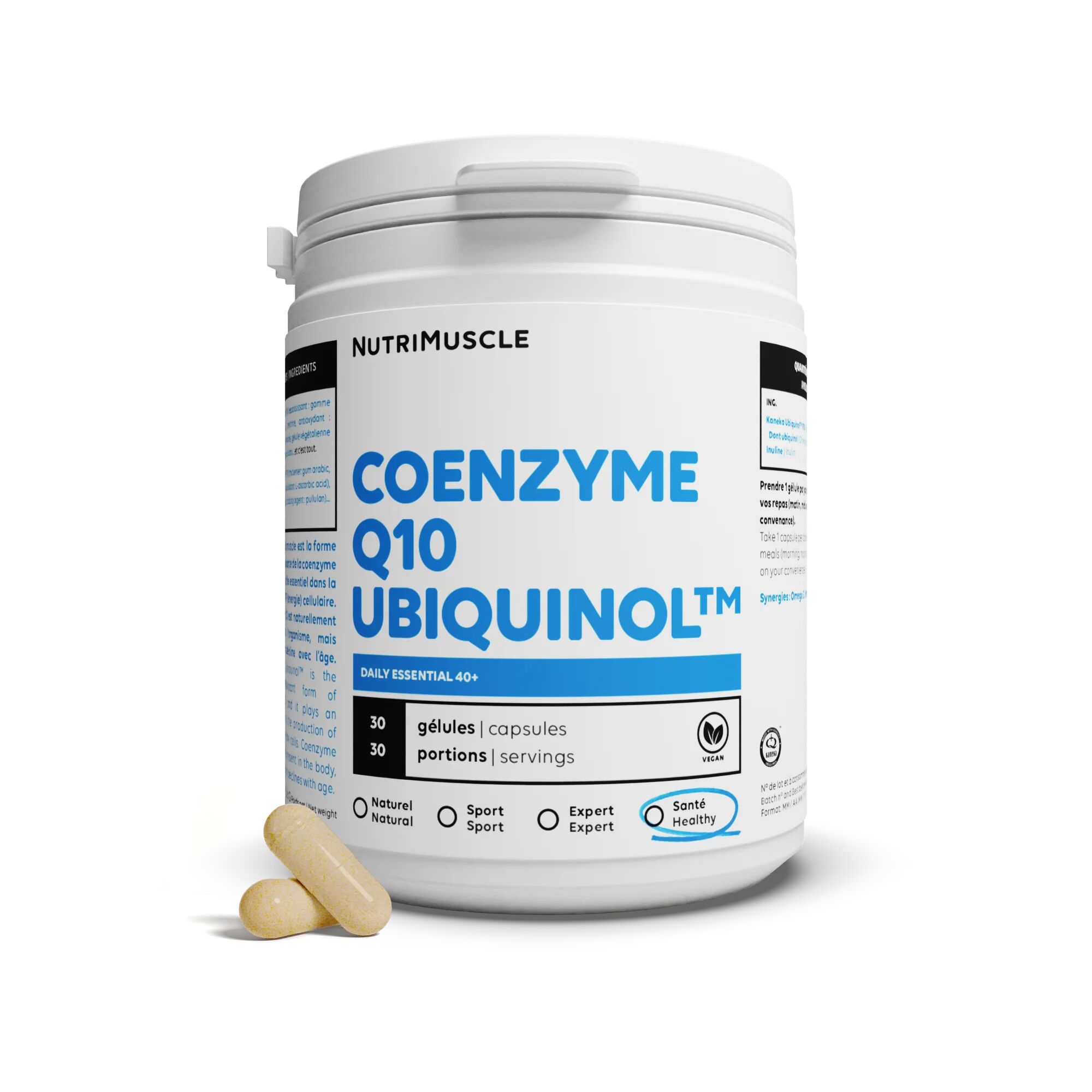 Ubiquinol Q10 en gélules - 30 gélules - Nutrimuscle - Nutrition pure - Vitamines