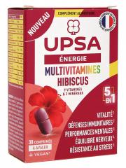 UPSA Multivitamines Hibiscus 5 en 1 - 9 Vitamines & 2 Minéraux - 30 Comprimés - Boîte 30 comprimés