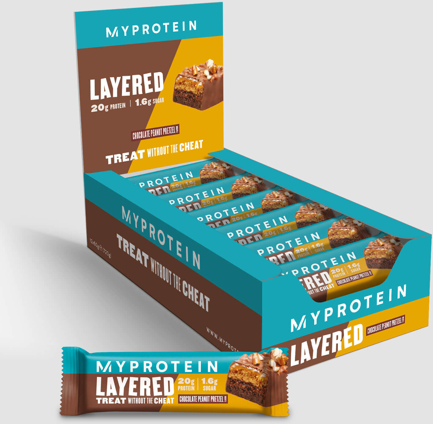 Myprotein FR Barre protéinée à couches - 12 x 60g - Chocolate Peanut Pretzel