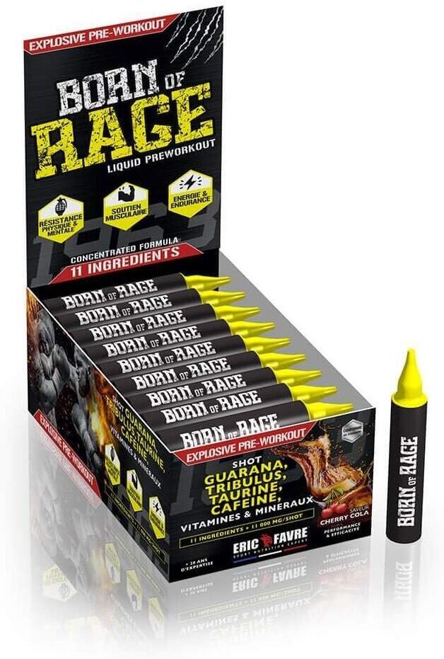 Born of rage shot - Complexe PreWorkout Boosters & Pre Work Out - Cherry Cola - 15ml - Eric Favre 750g