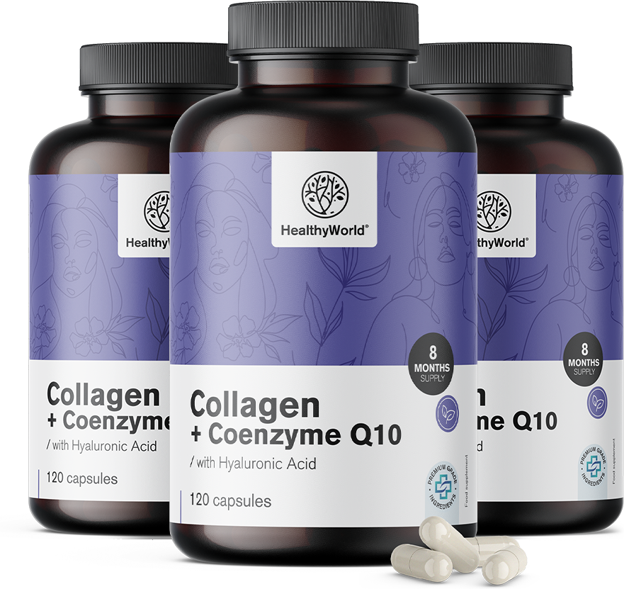 Healthy World 3x Collagène + Coenzyme Q10, ensemble 360 gélules