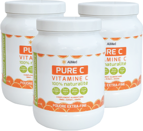 Pure Vitamine C pure en poudre d'origine végétale - Qualité Supérieure - Pack 3 x 1kg