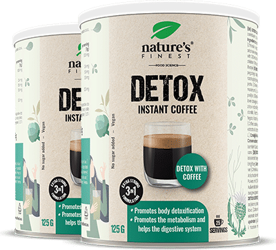 Nature's Finest Detox Coffee 1+1   Détox Minceur   Amélioration de la digestion   Énergie   Chardon-Marie, Artichaut, Chlorella   Arabica Premium