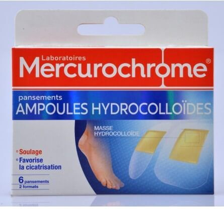 MTS Boîte de 6 pansements hydrocolloïdes ampoules Mercurochrome