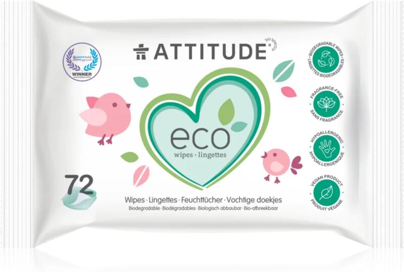 Attitude Eco Wet Wipes fragrance-free 72 pc