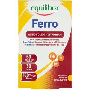 Equilibra ®- 9 confezioni da 60 capsule vegetali Integratore Ferro Più, Vit C e Acido Folico