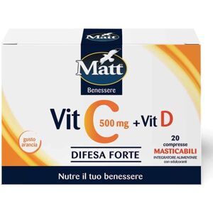 Matt Benessere - Vitamina C 500 + Vitamina D, 20 Compresse Masticabili