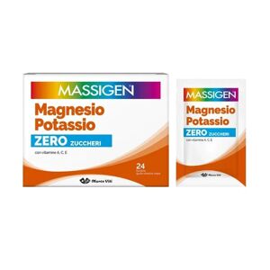 MASSIGEN Magnesio e Potassio Zero Zuccheri 24 Bustine Da 4 g