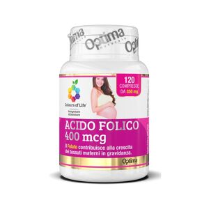 Optima Naturals Srl Colours Of Life - Acido Folico 120 Compresse - Integratore per la Crescita dei Tessuti Materni in Gravidanza