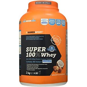 Namedsport Srl Named Sport - Super 100% Whey Cocco e Mandorla 2kg - Integratore Proteico ad Alto Contenuto di Proteine Whey Isolate e Concentrate per lo Sviluppo Muscolare