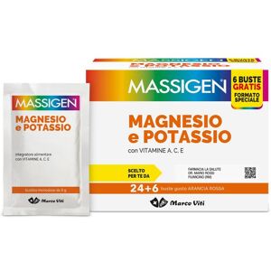 Massigen Magnesio Potassio Integratore per il Benessere Muscolare 24+6 Bustine