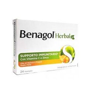 Reckitt Benckiser H.(it.) Benagol Herbal Integratore Supporto Immunitario Propoli 24 Pastiglie