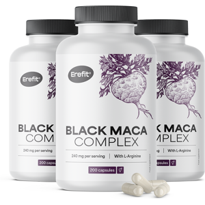 Erefit® 3x Maca nera complesso, totale 600 capsule