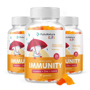 FutuNatura KIDS 3x IMMUNITY - Caramelle gommose per bambini per il sistema immunitario, totale 180 caramelle gommose