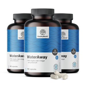 HealthyWorld 3x WaterAway – capsule per l'escrezione di acqua, totale 540 capsule