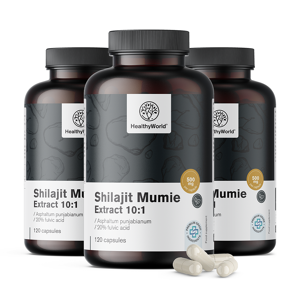 HealthyWorld 3x Shilajit Mumio Extract 10:1, totale 360 capsule