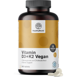 HealthyWorld Vitamine vegane D3+K2, 240 compresse