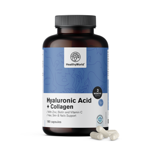 HealthyWorld Complesso acido ialuronico + collagene, 180 capsule