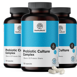 HealthyWorld 3x Probiotic Culture – complesso di colture microbiologiche, totale 360 capsule