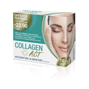 F&F Srl COLLAGEN ACT 10 Bustine Integratore Collagene Acido Ialuronico e Vitamina C