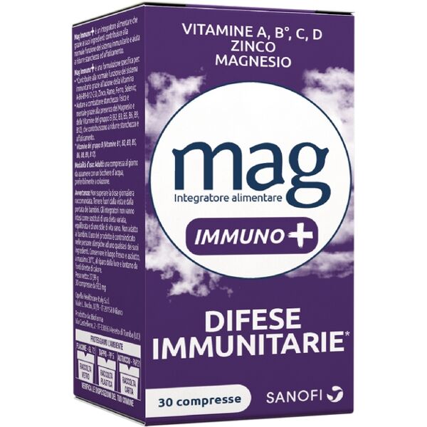 opella healthcare italy srl mag immuno+ difese immunitarie , integratore alimentare con vitamine e minerali per supportare le difese immunitarie, con magnesio contro stanchezza e affaticamento