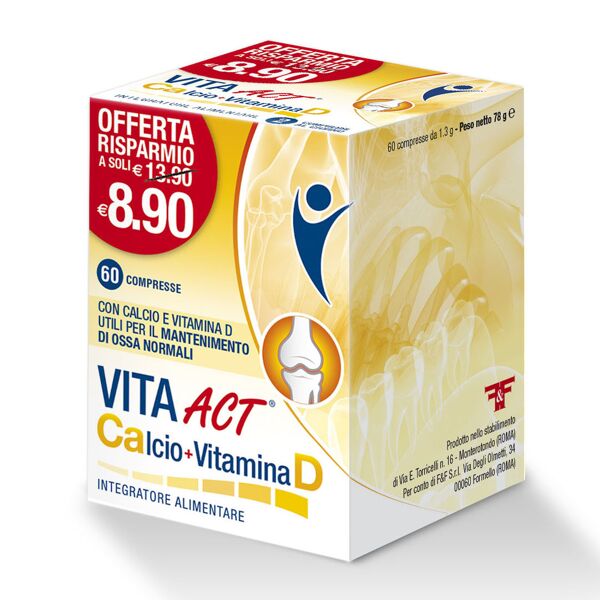 f&f srl vita act calcio + vitamina d 60 compresse