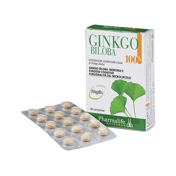 pharmalife pharma life ginkgo biloba 100% integratore per il microcircolo 60 compresse