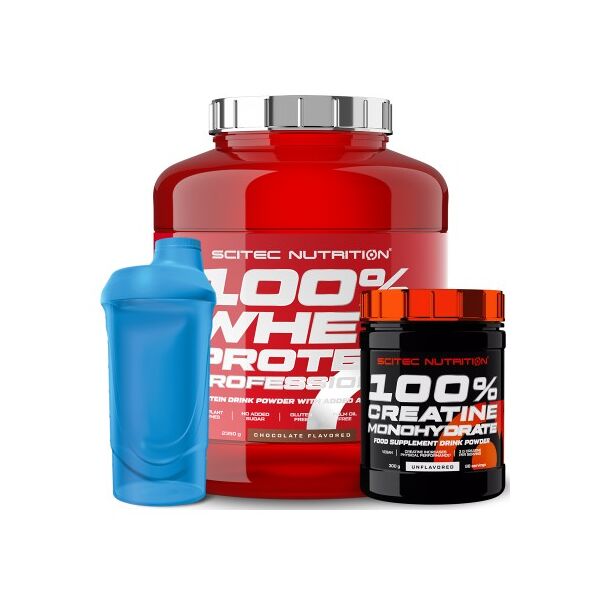scitec nutrition 100% whey protein professional 2350 gr + creatina 300 gr + shaker