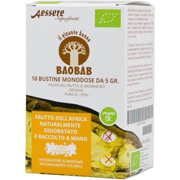 aessere srl baobab polpa bio 10 bustine da 5g