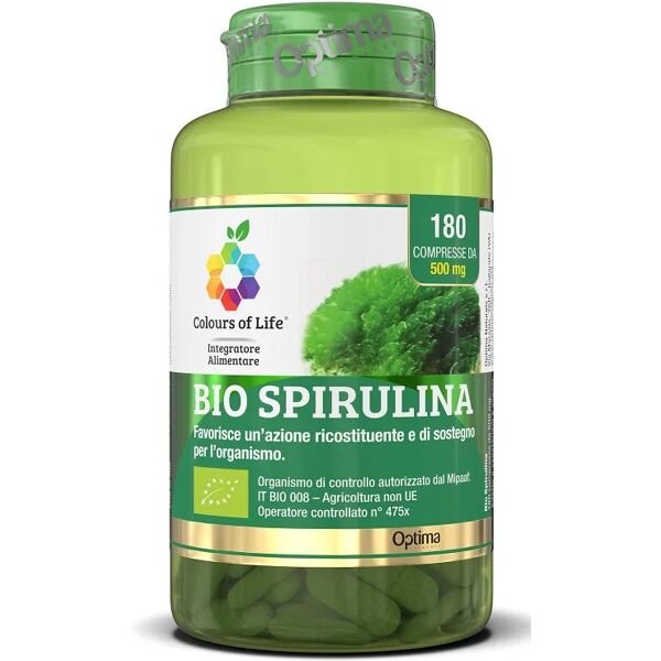 colours of life optima bio spirulina integratore ricostituente 180 compresse