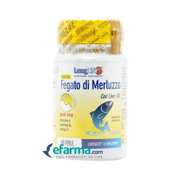 longlife olio di fegato di merluzzo integratore difese immunitarie 500 mg 60 perle