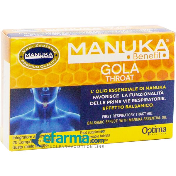 optima manuka benefit gola voce integratore antinfiammatorio 20 compresse masticabili