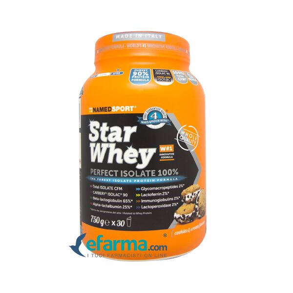named sport star whey isolate cookies&cream integratore di proteine isolate del siero del latte 750 g