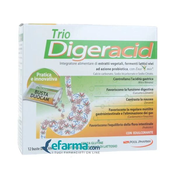 pool pharma trio digeracid integratore bruciore e acidità 12 bustine