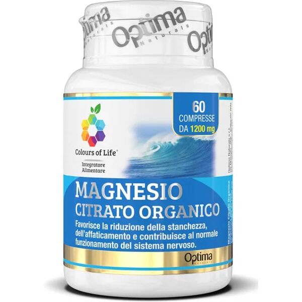 colours of life optima naturals magnesio citrato integratore sistema nervoso 60 compresse