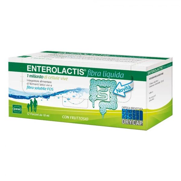 enterolactis fibra liquida integratore di fermenti lattici vivi 12 flaconcini