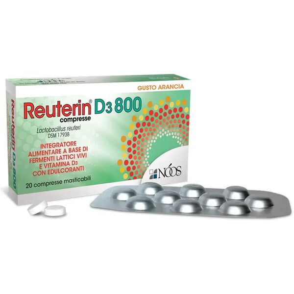 reuterin d3 800 integratore fermenti lattici vivi e vitamine 20 compresse masticabili