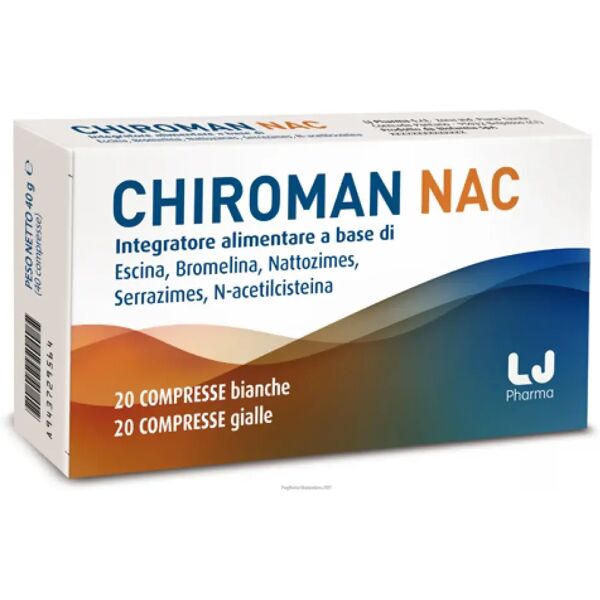 lj pharma chiroman nac integratore fertilità maschile 20 compresse bianche + 20 compresse gialle