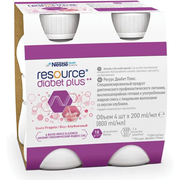 resource diabet plus fragola alimento dietetico con fibre 4x200 ml