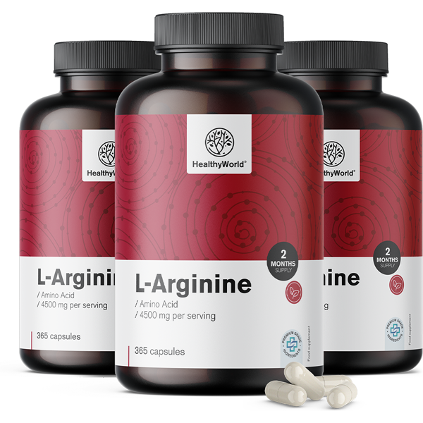 healthyworld 3x l-arginina 4500 mg, totale 1095 capsule