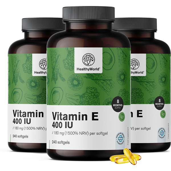 healthyworld 3x vitamina e 400 u.i., totale 270 capsule molli