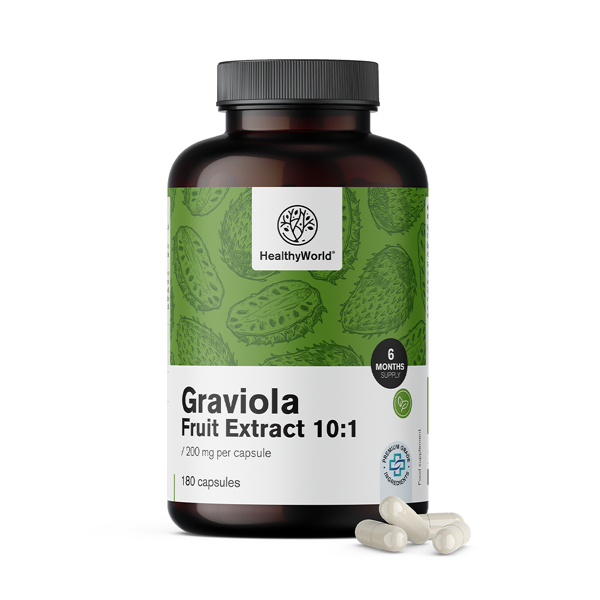 healthyworld graviola 200 mg – estratto 10:1, 180 capsule