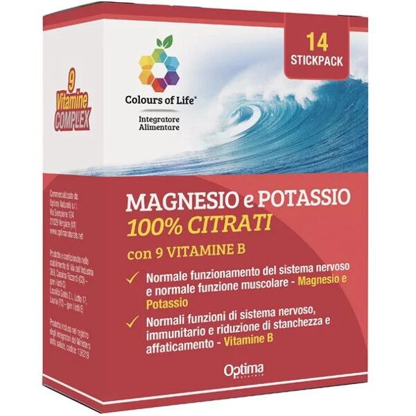 optima magnesio e potassio 100% citrati + 9 vitamine b 14 stickpack