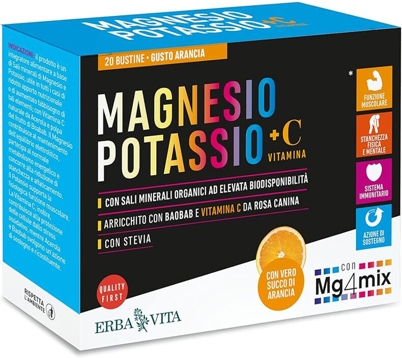 Erba Vita Magnesio Potassio + Vitamina C 20 Bustine Arancia