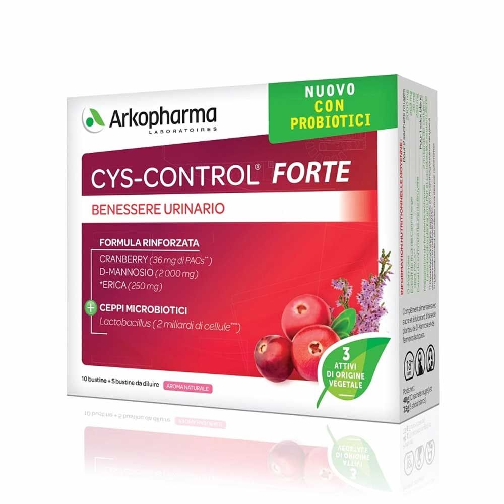 Arkopharma Cys-Control Forte Plus con Probiotici Benessere Urinario,10+5 Bustine