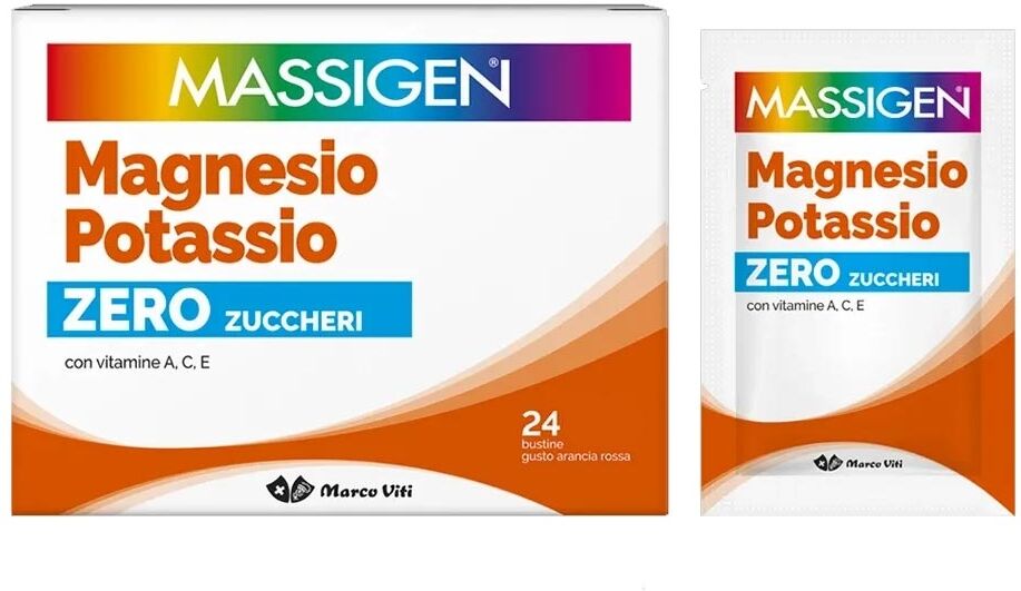 Marco Viti Massigen Magnesio e Potassio Zero Zuccheri Integratore con Vitamine, 24 bustine