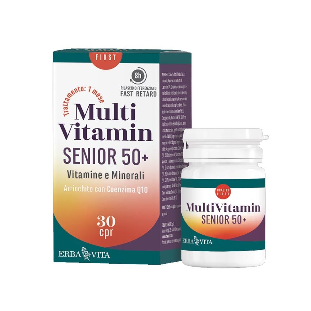 Erba Vita Multivitamin - Senior 50+ Integratore Vitamine Minerali, 30 Compresse