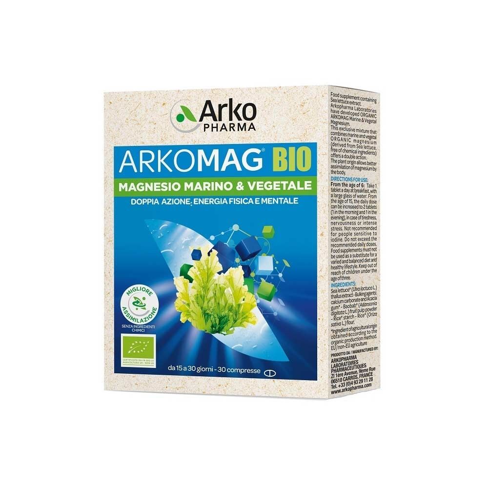 ArkoPharma Arkomag BIO Integratore Magnesio Marino e Vegetale, 30 Compresse