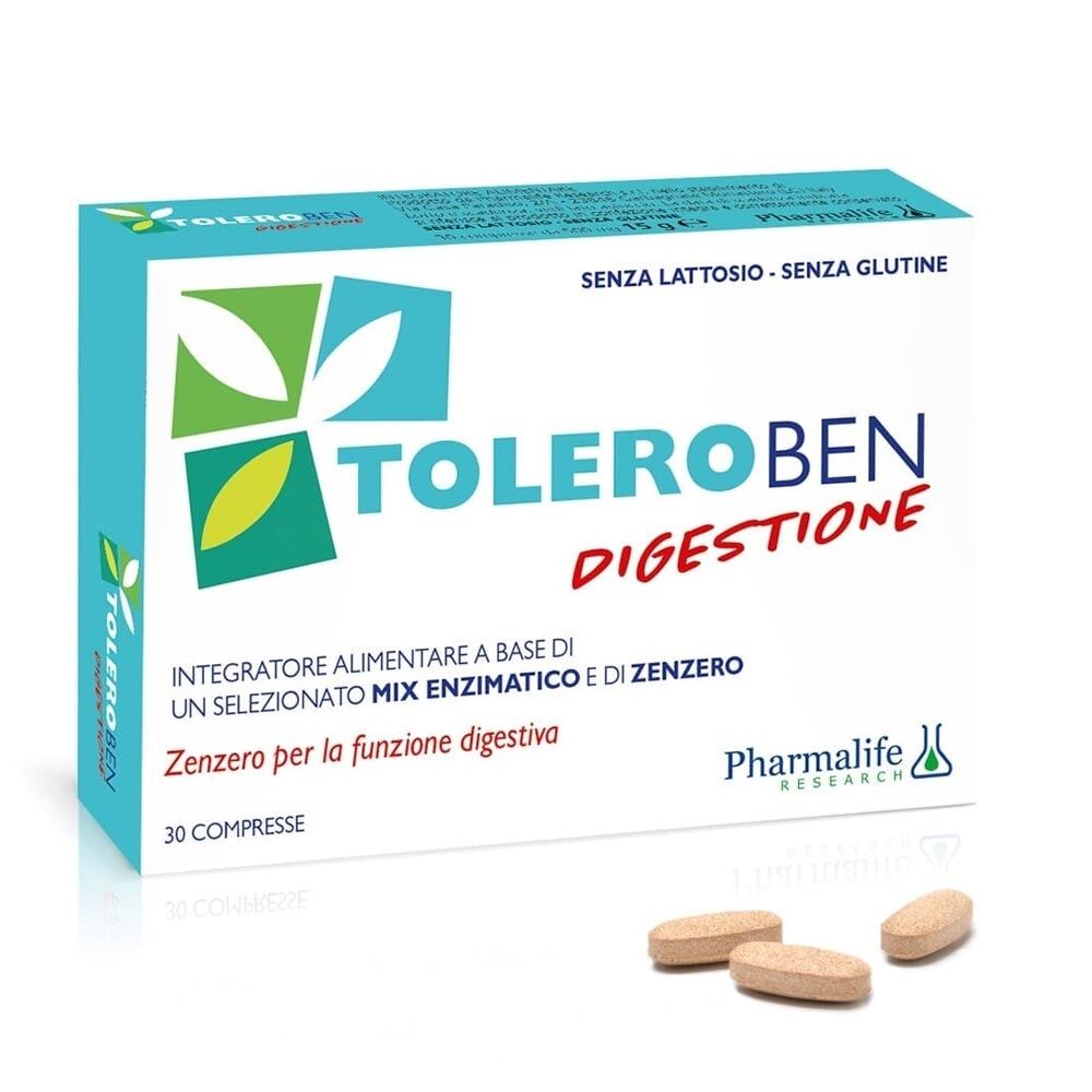 Pharmalife Research Toleroben Digestione Integratore, 30 Compresse