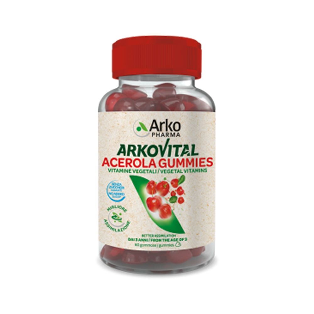 ArkoPharma ArkoVital Acerola Gummies di Vitamina C, 60 Caramelle Gommose